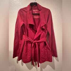 Lucky Brand Red Tie Front Wrap Cardigan Sz L